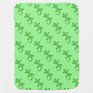 Tribal batik Gecko - lime and emerald green Receiving Blanket