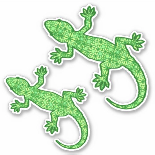 Tribal Batik Gecko Lime and Emerald Green Sticker