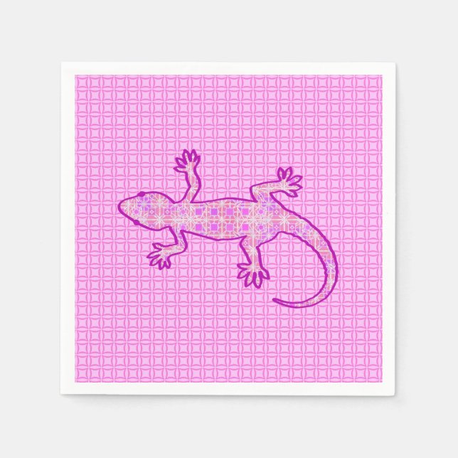 Tribal batik Gecko - orchid and shell pink Napkins (Front)