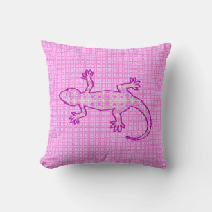 Tribal batik Gecko - orchid and shell pink Throw Pillow