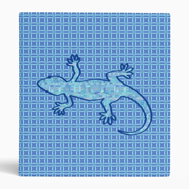 Tribal batik Gecko - soft denim blue Binder (Front)