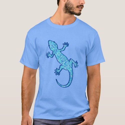 Tribal batik Gecko _ soft denim blue T_Shirt