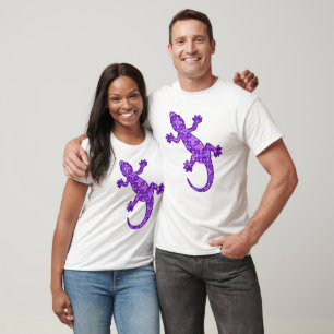 Tribal batik Gecko - violet and amethyst purple T-Shirt