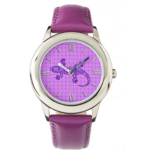 Tribal batik Gecko - violet and amethyst purple Watch