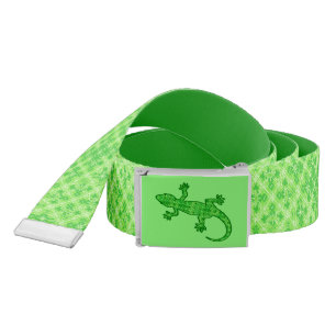 Tribal batik Gekko - lime and emerald green Belt