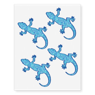 Tribal batik Gekko - soft denim blue Temporary Tattoos