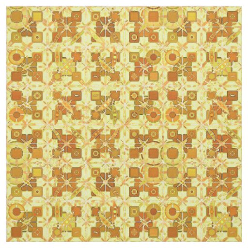 Tribal Batik - golden yellow, brown and tan Fabric