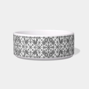 Tribal Batik - grey / gray, black and white Bowl