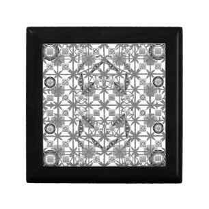 Tribal Batik - grey / gray, black and white Gift Box