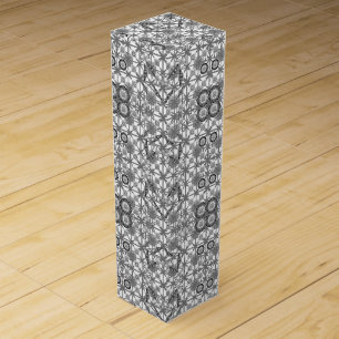 Tribal Batik - grey / gray, black and white Wine Box