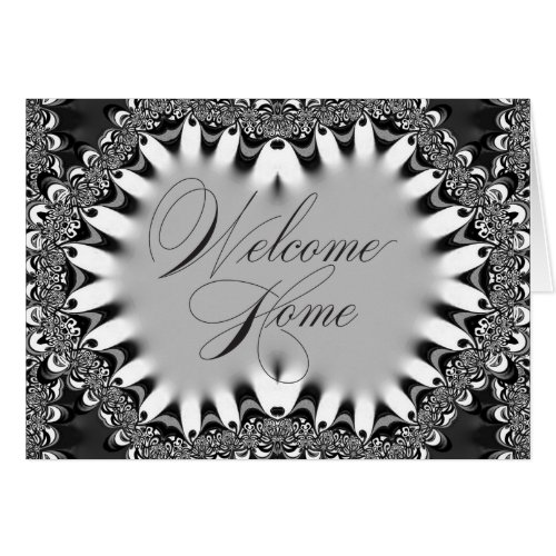 Tribal Batik Lace Black  Silver Welcome Home Card