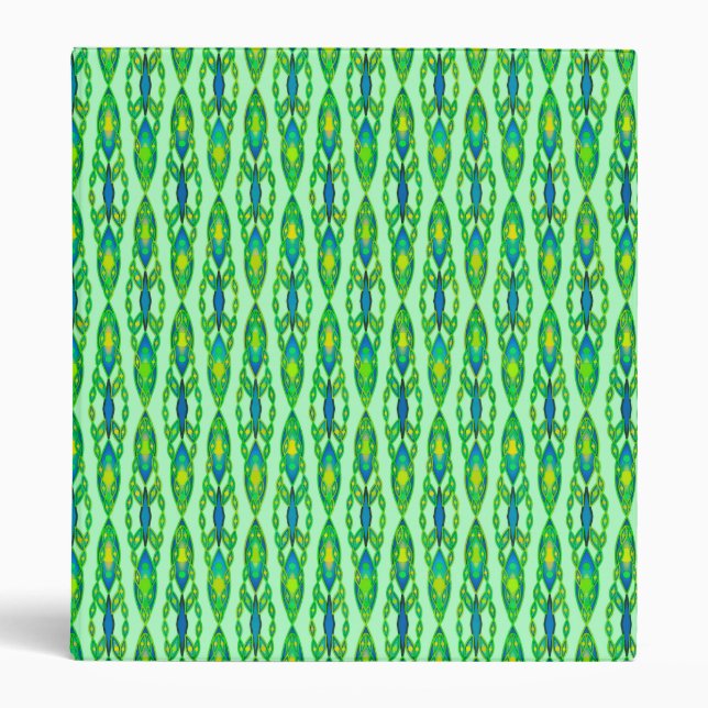 Tribal Batik - Mint, Emerald Green and Blue Binder (Front)