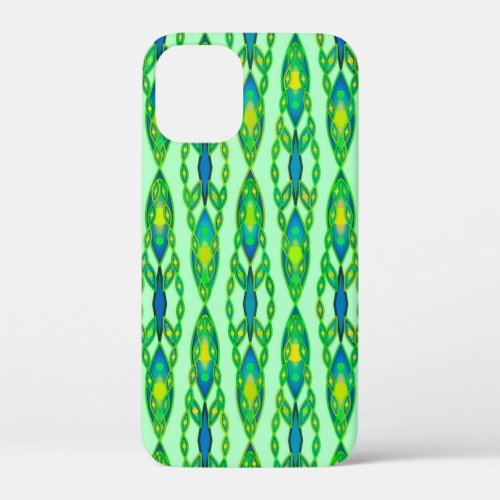 Tribal Batik _ Mint Emerald Green and Blue iPhone 12 Mini Case