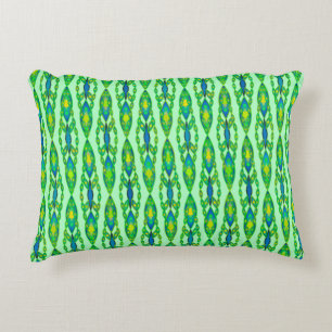Tribal Batik - Mint, Emerald Green and Blue Decorative Pillow