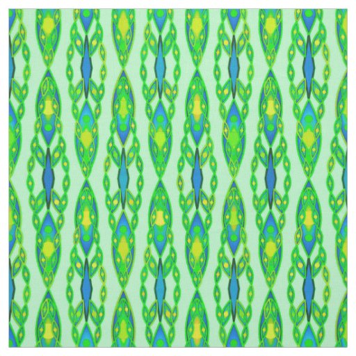 Tribal Batik - Mint, Emerald Green and Blue Fabric