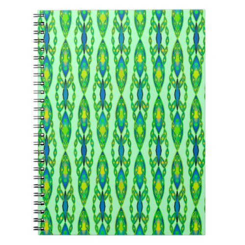 Tribal Batik _ Mint Emerald Green and Blue Notebook