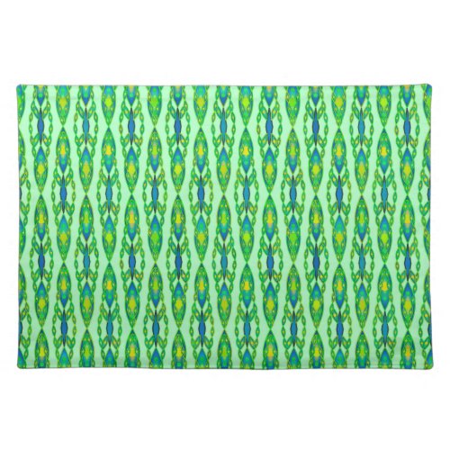 Tribal Batik _ Mint Emerald Green and Blue Placemat