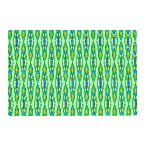 Tribal Batik _ Mint Emerald Green and Blue Placemat