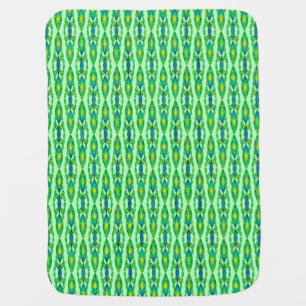 Tribal Batik - Mint, Emerald Green and Blue Swaddle Blanket