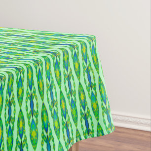 Tribal Batik - Mint, Emerald Green and Blue Tablecloth