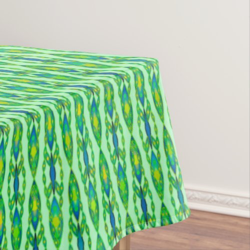 Tribal Batik _ Mint Emerald Green and Blue Tablecloth