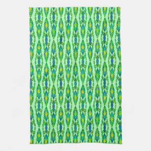 Tribal Batik - Mint, Emerald Green and Blue Towel
