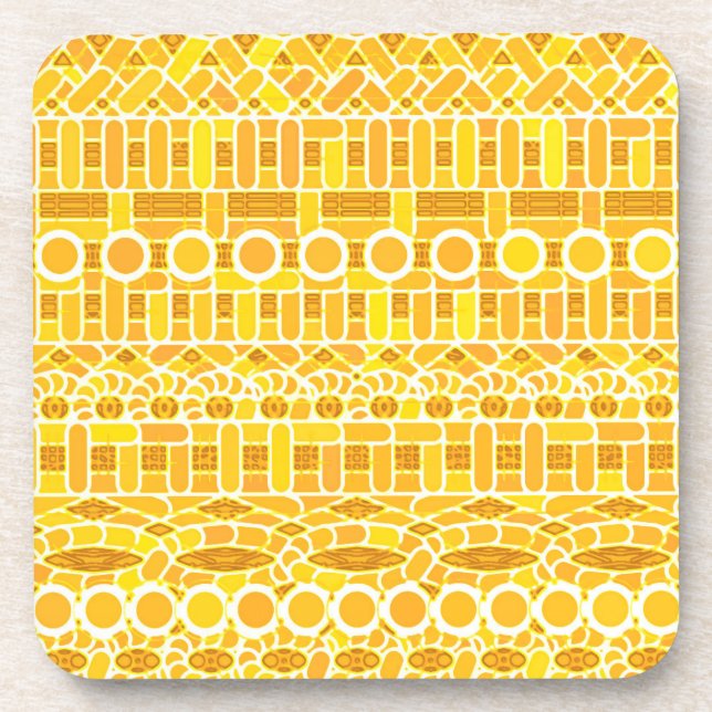 Tribal Batik - mustard gold and orange Coaster (Front)