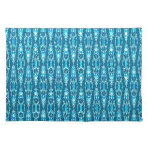 Tribal Batik - Ocean Blue and Aqua Cloth Placemat