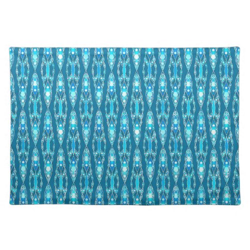 Tribal Batik _ Ocean Blue and Aqua Cloth Placemat