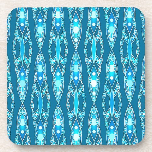 Tribal Batik _ Ocean Blue and Aqua Drink Coaster