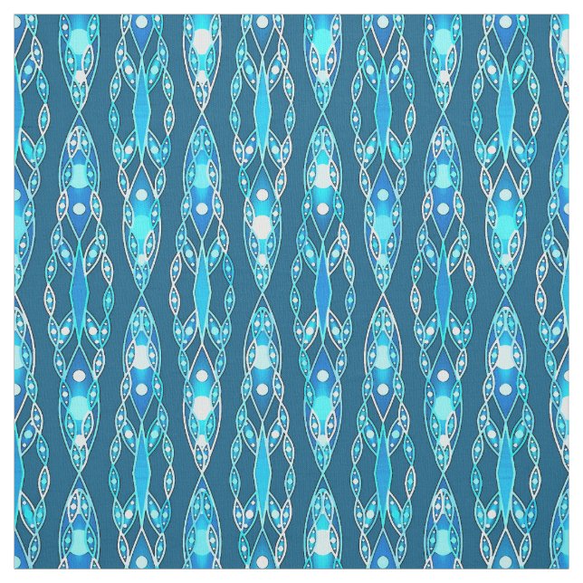 Tribal Batik - Ocean Blue and Aqua Fabric (Swatch)