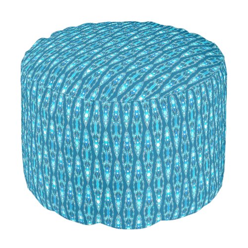 Tribal Batik _ Ocean Blue and Aqua Pouf