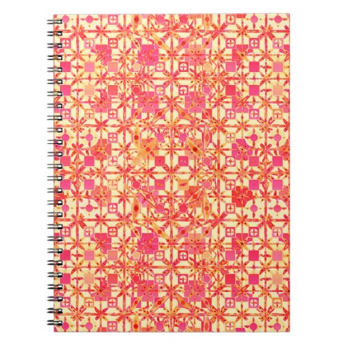 Tribal Batik _ orange coral pink and fuchsia Notebook