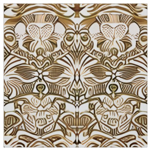 Tribal Batik Pattern in Coffee Brown and Beige Fabric