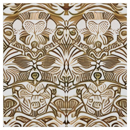 Tribal Batik Pattern in Coffee Brown and Beige Fabric