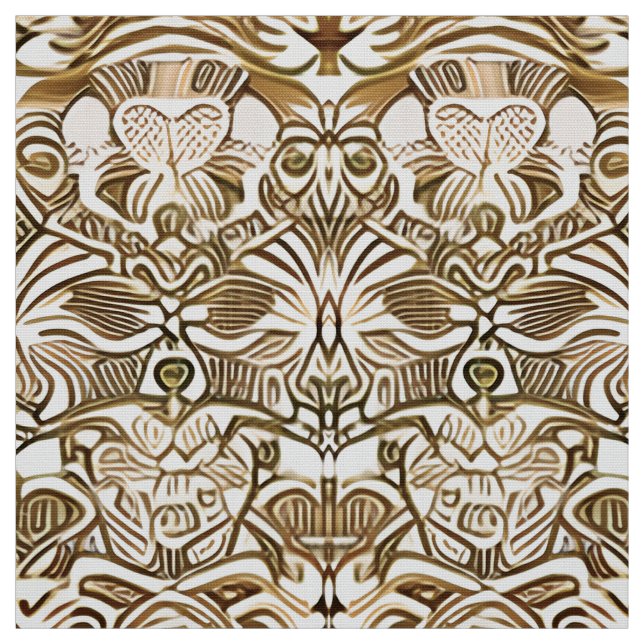 Tribal Batik Pattern in Coffee Brown and Beige Fabric (Swatch)