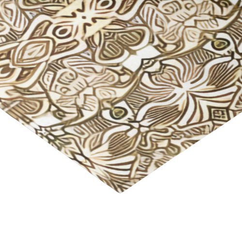 Tribal Batik Pattern in Coffee Brown and Beige Tissue Paper