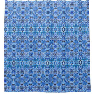 Tribal Batik Pattern in Indigo Blue and White    Shower Curtain