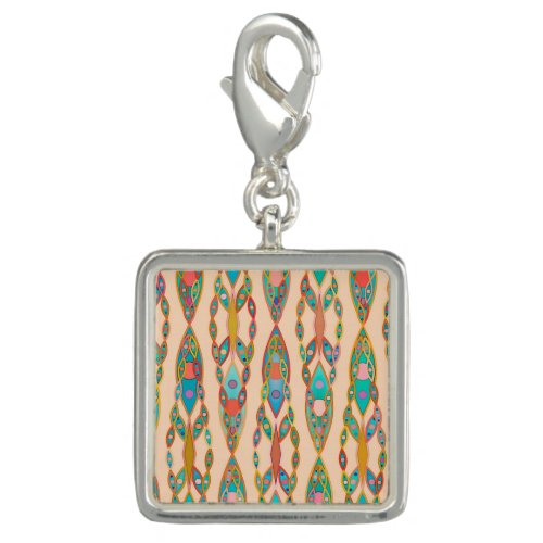 Tribal Batik _ Peach Pink and Turquoise Charm
