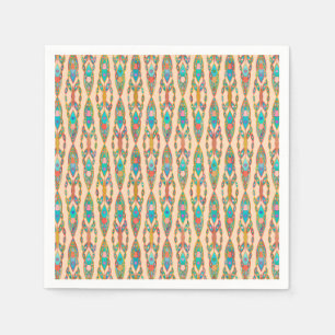 Tribal Batik - Peach Pink and Turquoise Paper Napkins