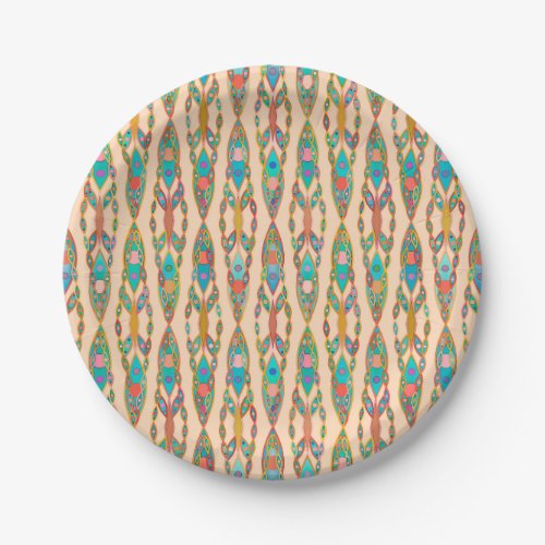 Tribal Batik _ Peach Pink and Turquoise Paper Plates