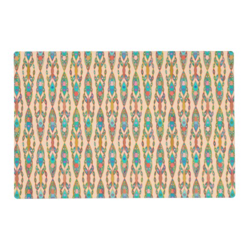 Tribal Batik _ Peach Pink and Turquoise Placemat