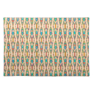 Tribal Batik - Peach Pink and Turquoise Placemat