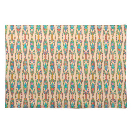 Tribal Batik _ Peach Pink and Turquoise Placemat