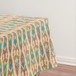 Tribal Batik - Peach Pink and Turquoise Tablecloth