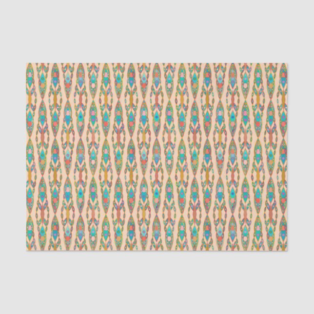 Tribal Batik - Peach Pink and Turquoise Tissue Paper (Front)