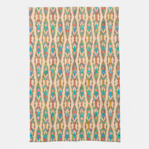 Tribal Batik - Peach Pink and Turquoise Towel