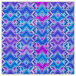 Tribal Batik Print, Blue, Violet and White Fabric