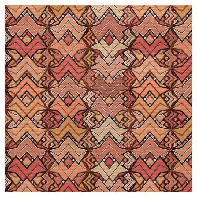 Tribal Batik Print, Brown, Rust and Earth Tones Fabric (Swatch)