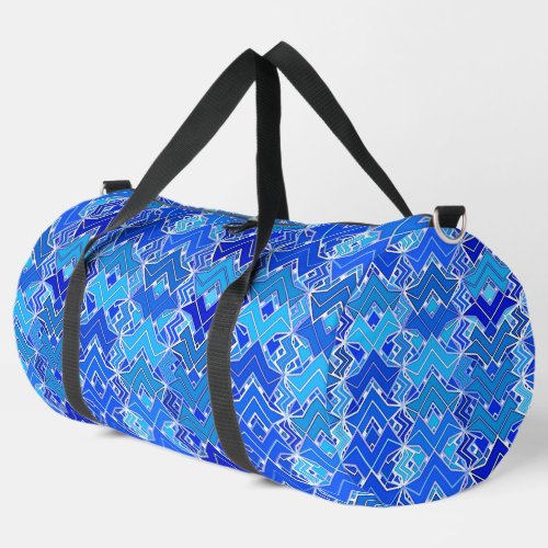 Tribal Batik Print Cobalt and Cerulean Blue Duffle Bag